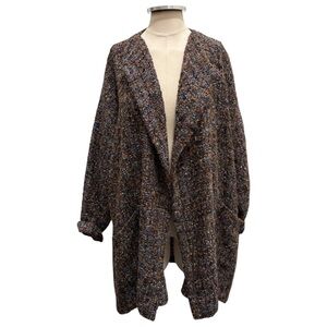 Eskander Tweed Wool Blend Oversized Open Front Cardigan Size 1 US 12